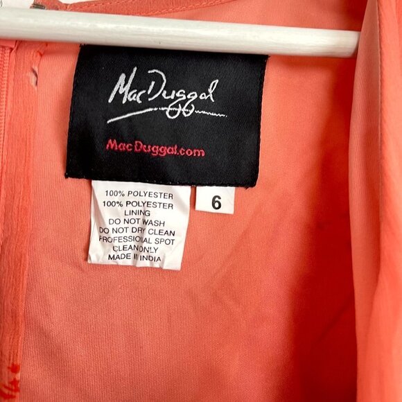 MAC DUGGAL Tiered Ruffle Chiffon Midi Dress in Apricot Size US 6 - Picture 5 of 8